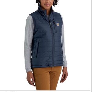 Carhartt Women's Relaxed Fit Gilliam Rain Defender Vest Workwear Navy Large